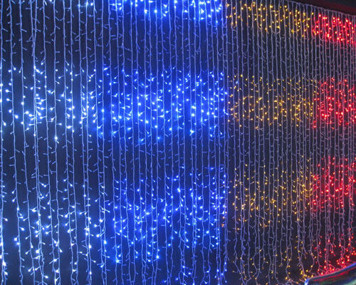 süper parlak 127v periy dış mekan Noel ışıkları bina için perde