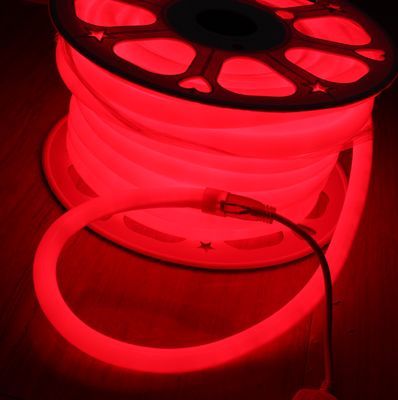 110V 220V 360 derece parlaklık Esnek Yuvarlak LED Neon İpi Işıklı kırmızı renk