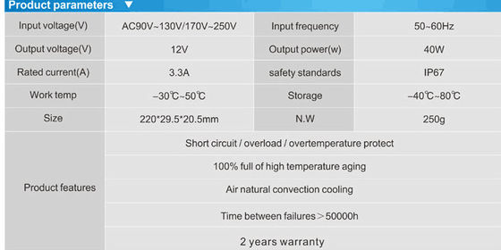 En çok satan 12v 40w su geçirmez IP67 LED güç kaynağı LED sürücü üreticisi