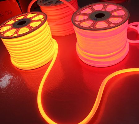 360 derece su geçirmez LED boru kehribar 24v yuvarlak esnek neon boru 25mm PVC hortum sarı