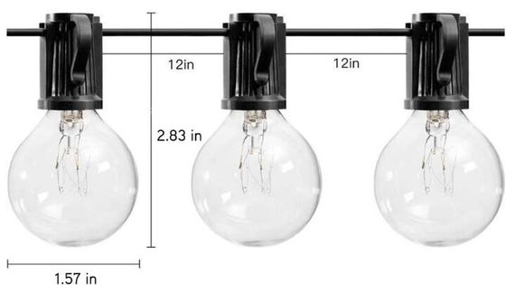 100ft G40 Dışarıda LED Işık Tel Küre Lambası Siyah Tel Bağlanabilir