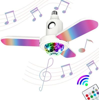Renkli 50 wattlı RGB lamba anahtarı akıllı mavi dişli yatak lambası fan şeklinde 3 yapraklı müzik hoparlörü gece ampulleri