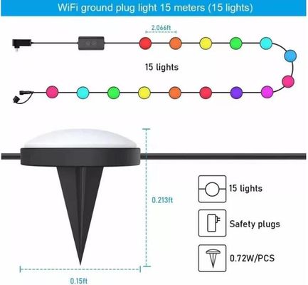Tuya APP RGBIC Dış Çim Işıkları Tel Plug 15 ampul Wifi